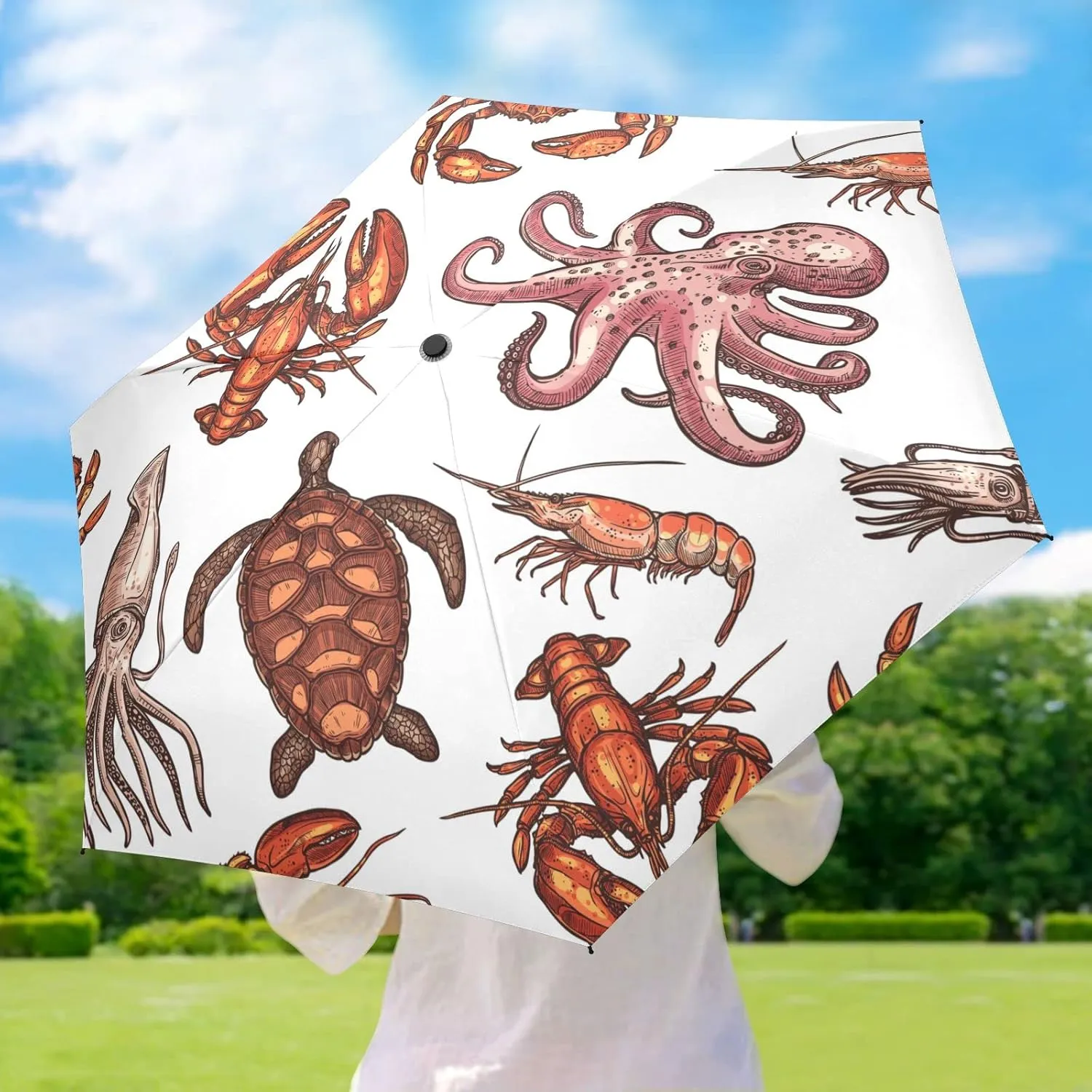 Oyihfvs Parasol Folding Umbrella, Reinforced Windproof Waterproof, Portable Compact Anti-UV Sun Rain Protection for Travel Outdoor