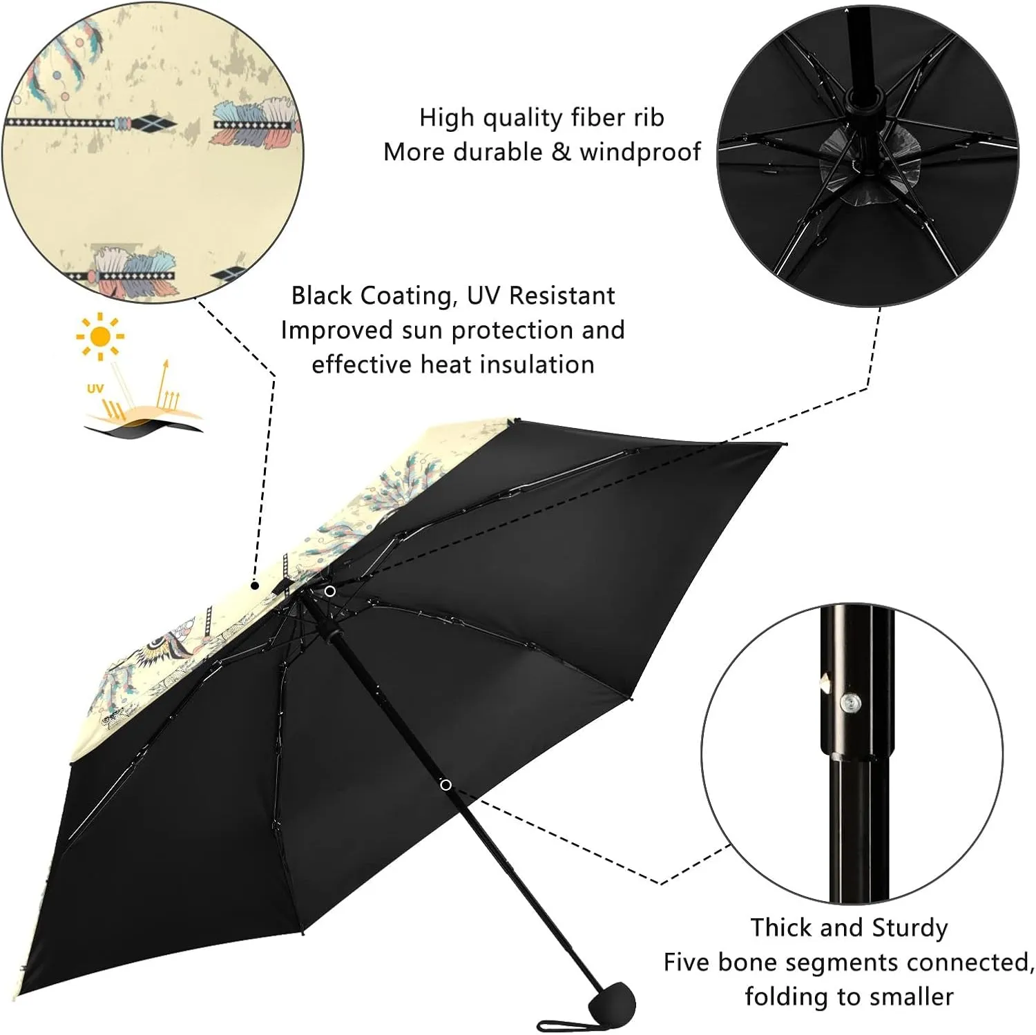 Oyihfvs Parasol Folding Umbrella, Reinforced Windproof Waterproof, Portable Compact Anti-UV Sun Rain Protection for Travel Outdoor