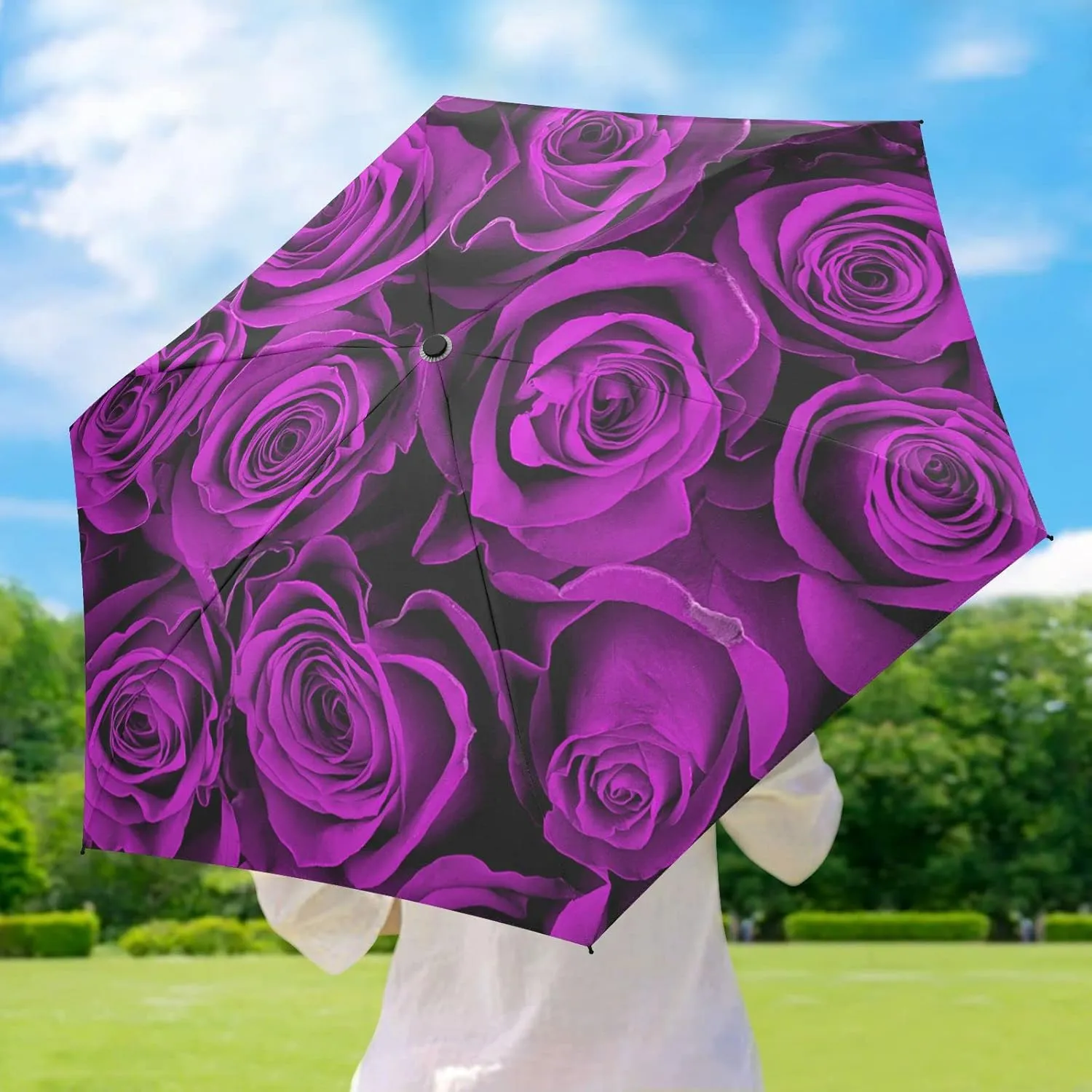 Oyihfvs Parasol Folding Umbrella, Reinforced Windproof Waterproof, Portable Compact Anti-UV Sun Rain Protection for Travel Outdoor
