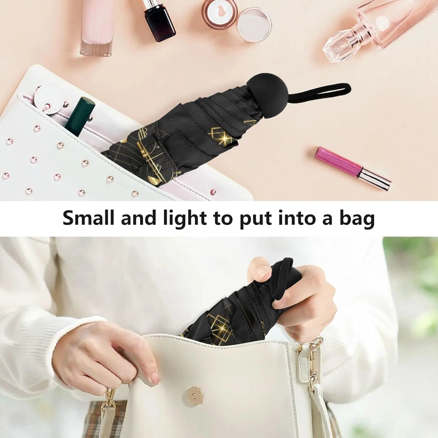 Oyihfvs Parasol Folding Umbrella, Reinforced Windproof Waterproof, Portable Compact Anti-UV Sun Rain Protection for Travel Outdoor