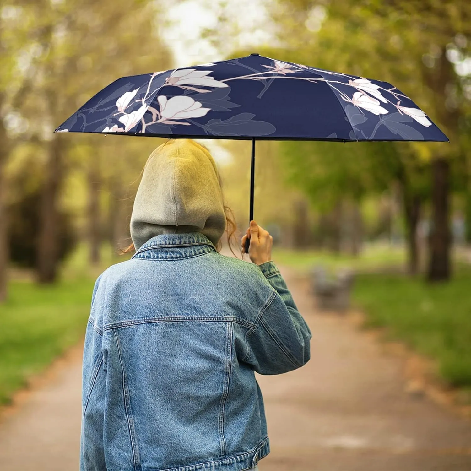 Oyihfvs Parasol Folding Umbrella, Reinforced Windproof Waterproof, Portable Compact Anti-UV Sun Rain Protection for Travel Outdoor
