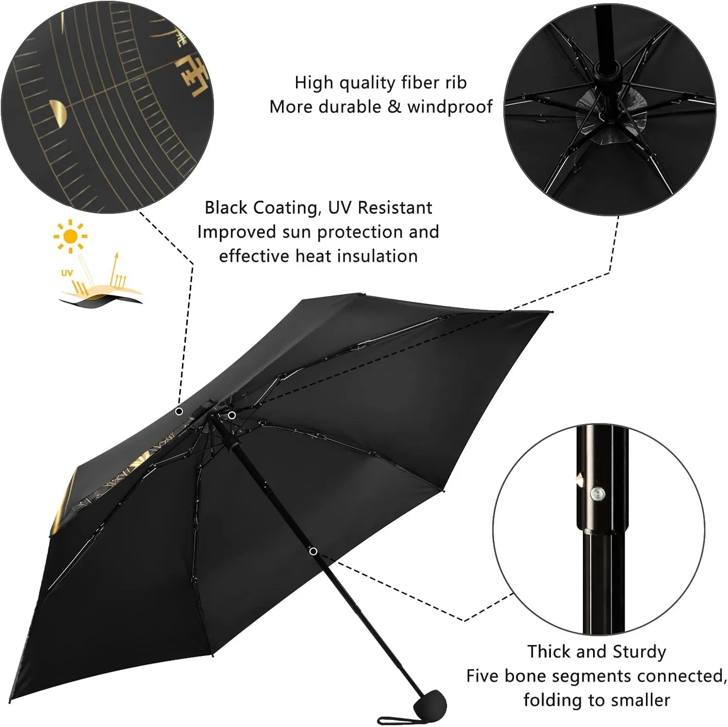 Oyihfvs Parasol Folding Umbrella, Reinforced Windproof Waterproof, Portable Compact Anti-UV Sun Rain Protection for Travel Outdoor