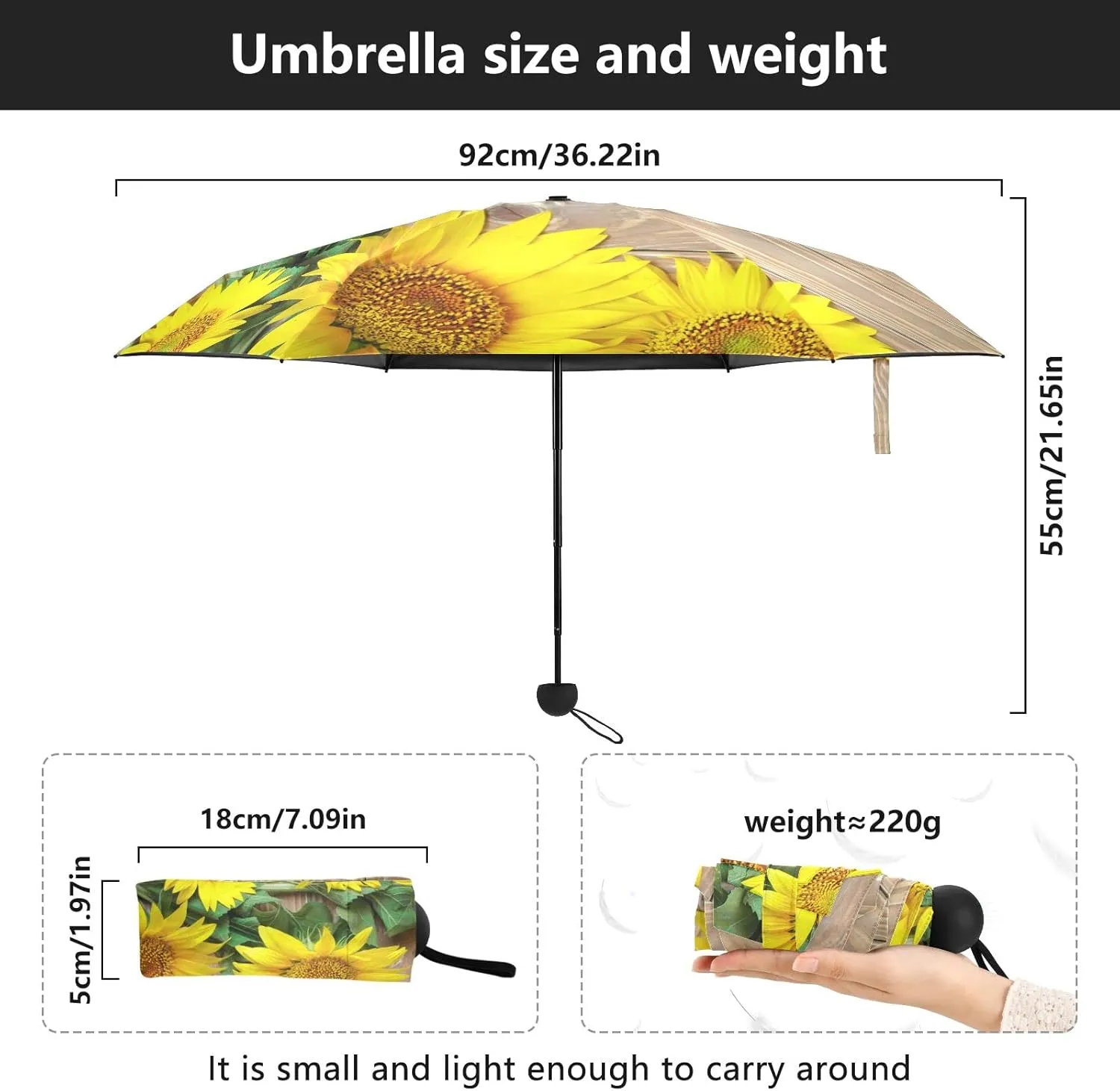 Oyihfvs Parasol Folding Umbrella, Reinforced Windproof Waterproof, Portable Compact Anti-UV Sun Rain Protection for Travel Outdoor