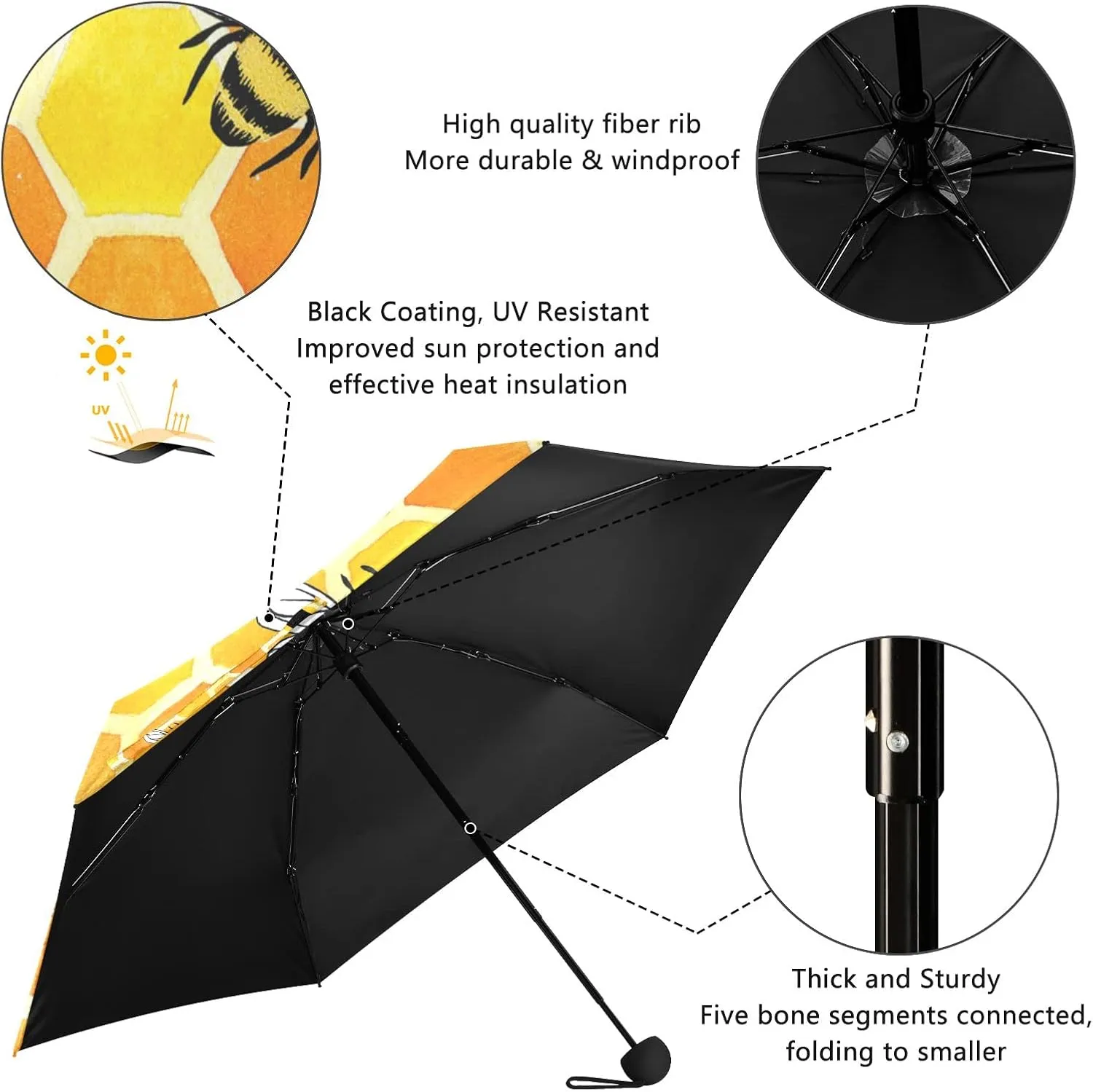 Oyihfvs Parasol Folding Umbrella, Reinforced Windproof Waterproof, Portable Compact Anti-UV Sun Rain Protection for Travel Outdoor