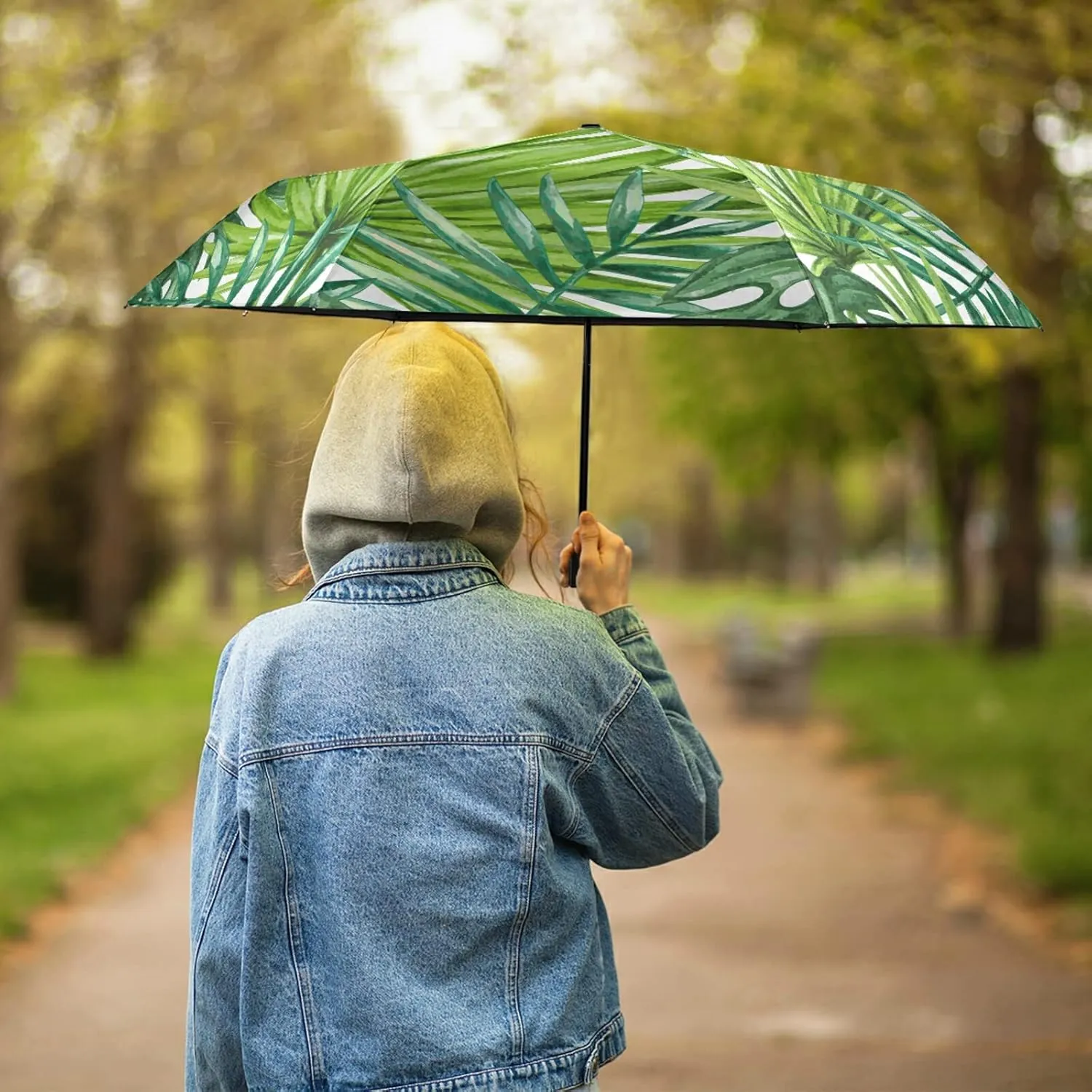Oyihfvs Parasol Folding Umbrella, Reinforced Windproof Waterproof, Portable Compact Anti-UV Sun Rain Protection for Travel Outdoor