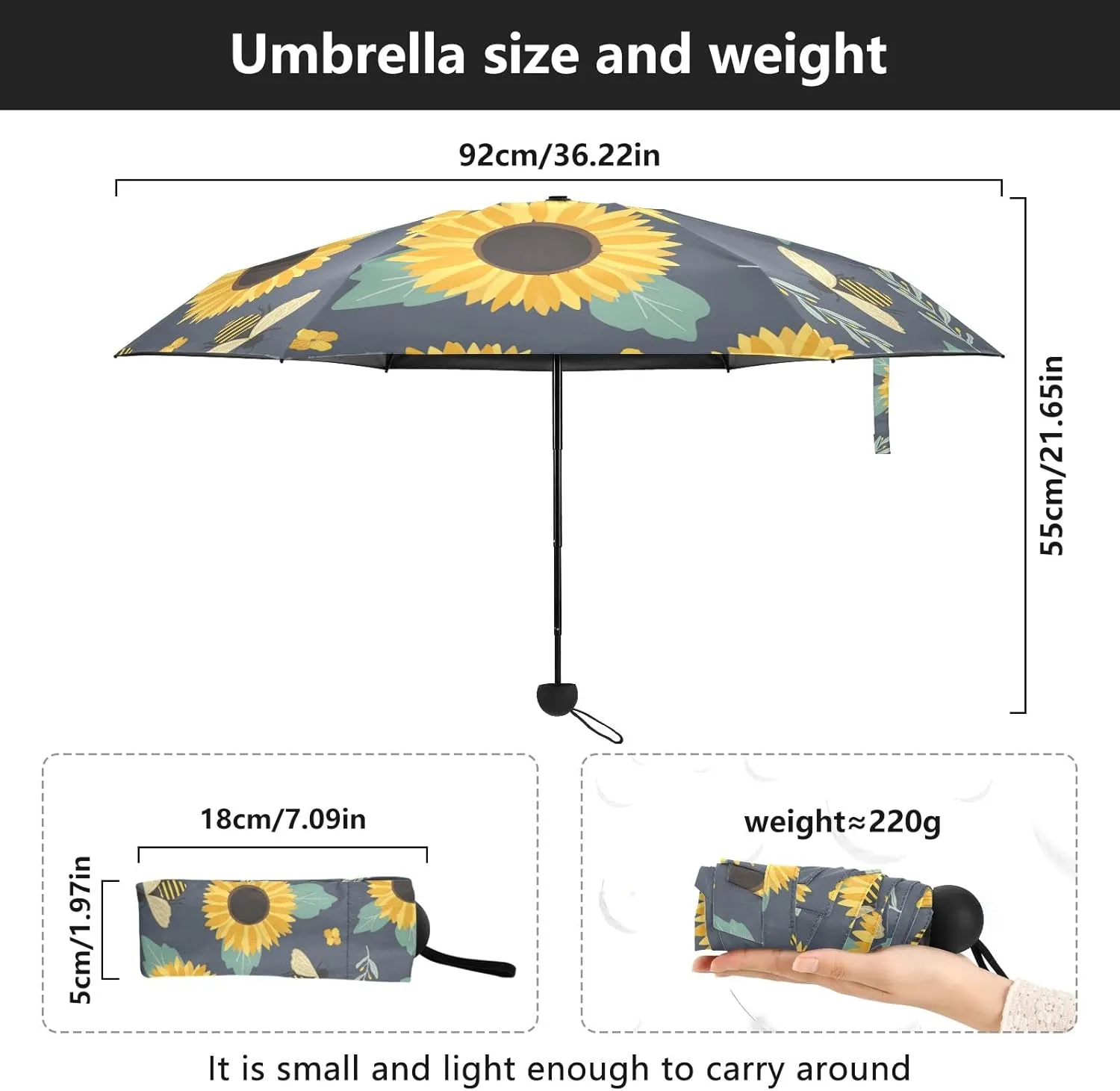 Oyihfvs Parasol Folding Umbrella, Reinforced Windproof Waterproof, Portable Compact Anti-UV Sun Rain Protection for Travel Outdoor