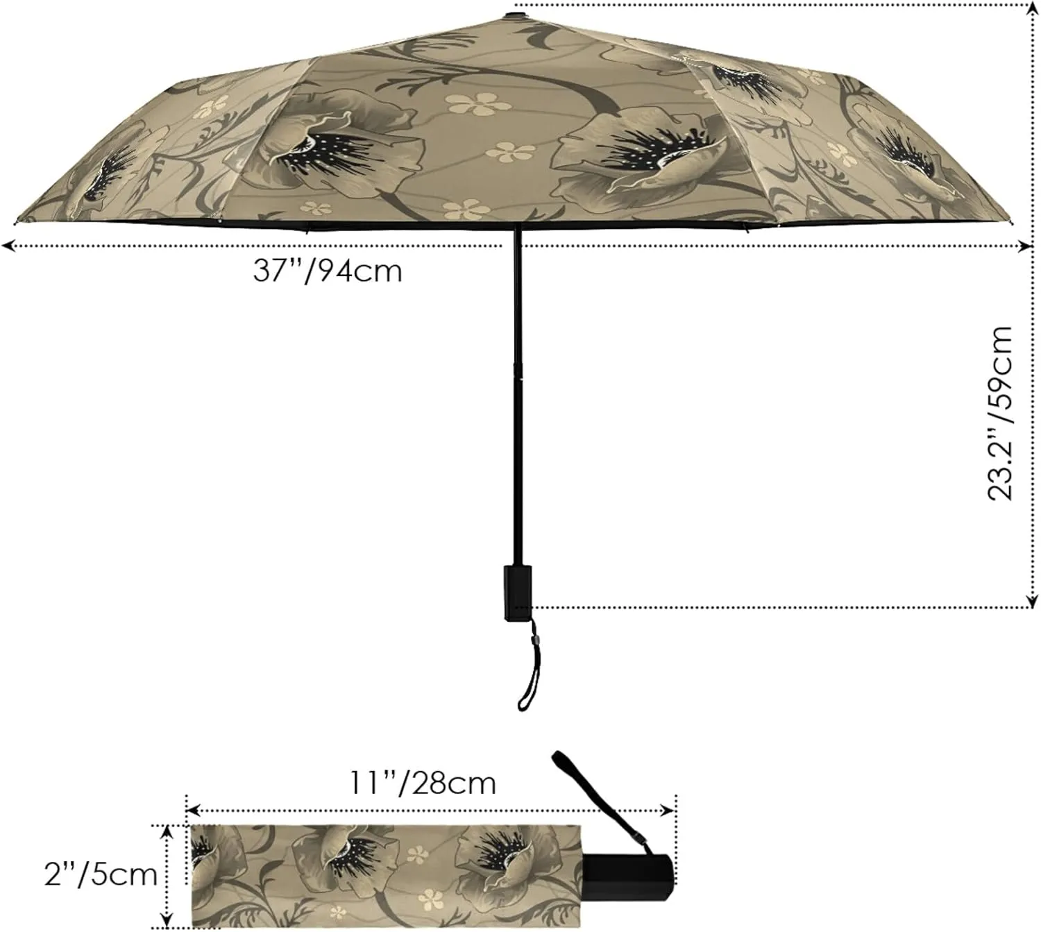 Oyihfvs Parasol Folding Umbrella, Reinforced Windproof Waterproof, Portable Compact Anti-UV Sun Rain Protection for Travel Outdoor