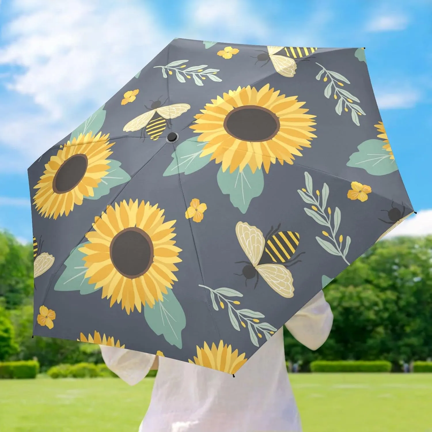 Oyihfvs Parasol Folding Umbrella, Reinforced Windproof Waterproof, Portable Compact Anti-UV Sun Rain Protection for Travel Outdoor