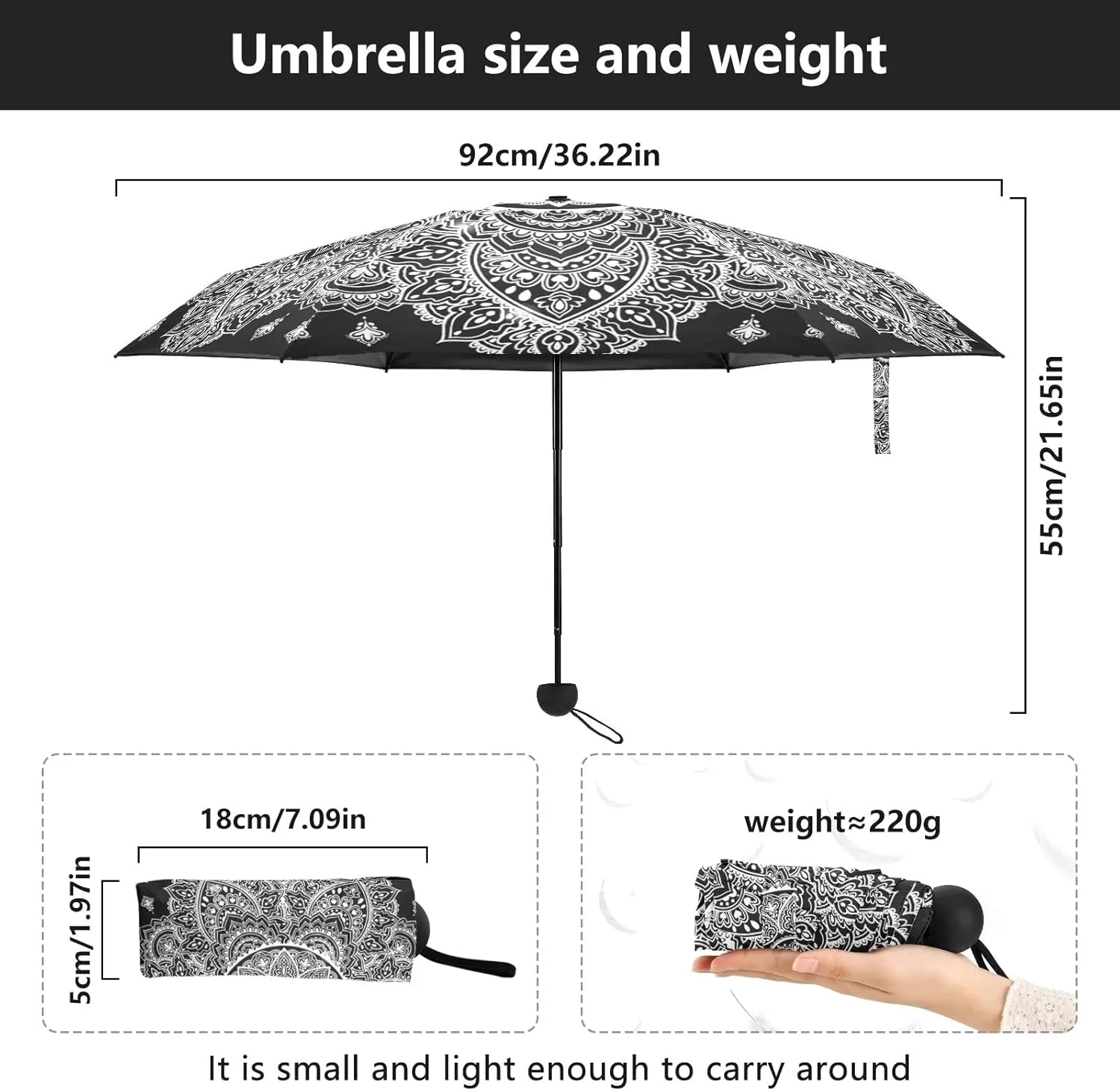 Oyihfvs Parasol Folding Umbrella, Reinforced Windproof Waterproof, Portable Compact Anti-UV Sun Rain Protection for Travel Outdoor