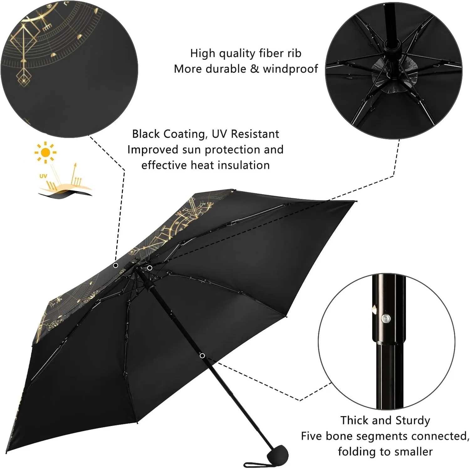 Oyihfvs Parasol Folding Umbrella, Reinforced Windproof Waterproof, Portable Compact Anti-UV Sun Rain Protection for Travel Outdoor