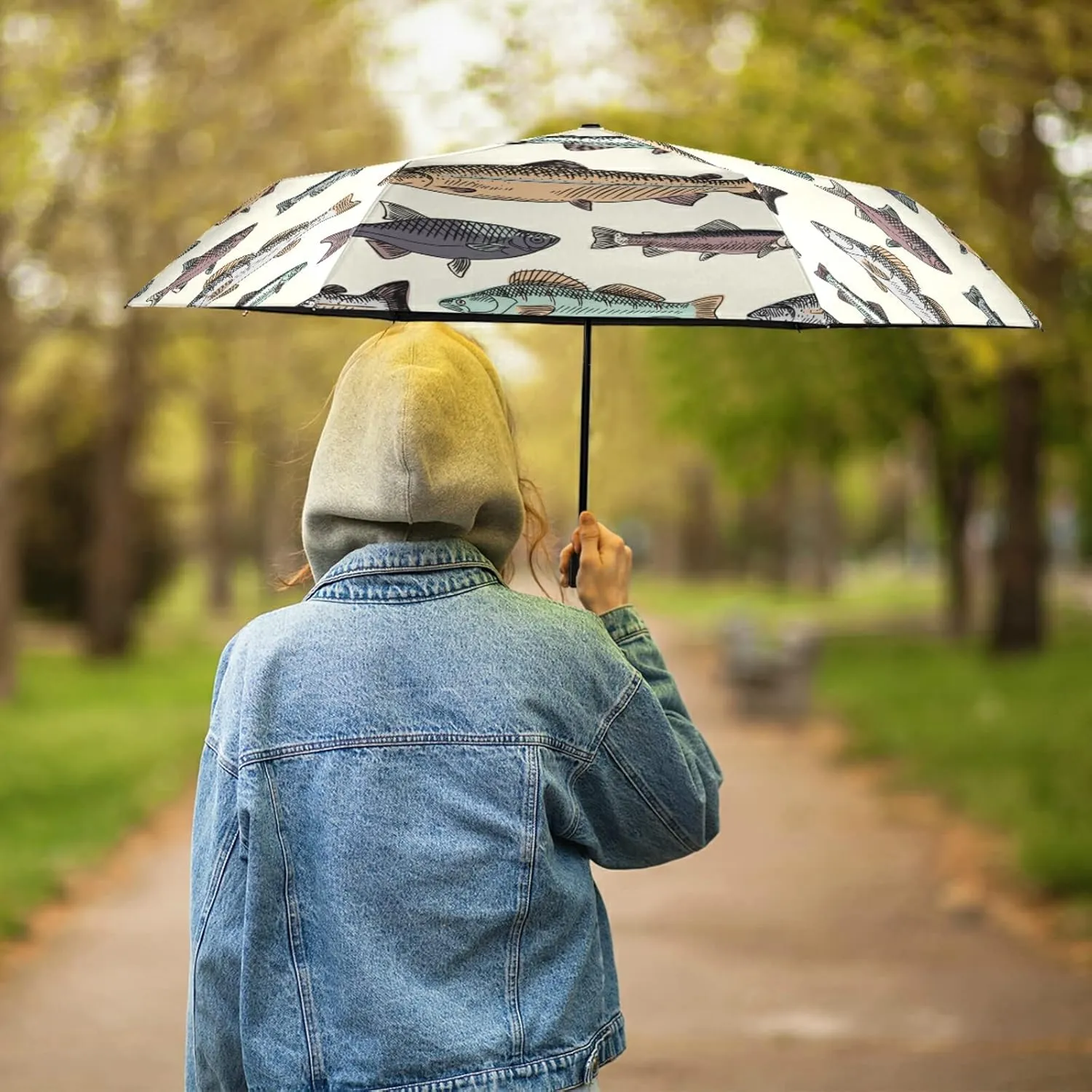 Oyihfvs Parasol Folding Umbrella, Reinforced Windproof Waterproof, Portable Compact Anti-UV Sun Rain Protection for Travel Outdoor