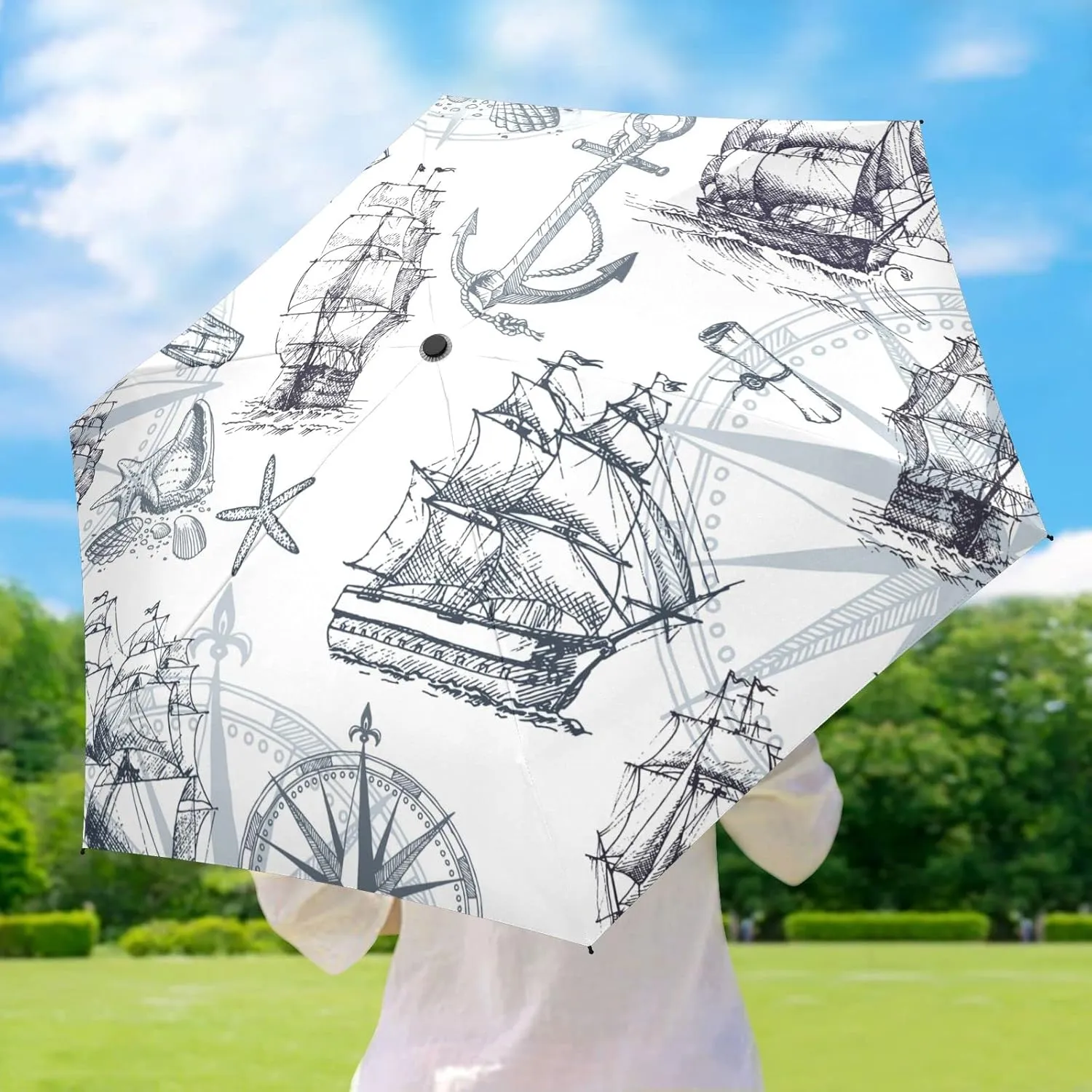 Oyihfvs Parasol Folding Umbrella, Reinforced Windproof Waterproof, Portable Compact Anti-UV Sun Rain Protection for Travel Outdoor