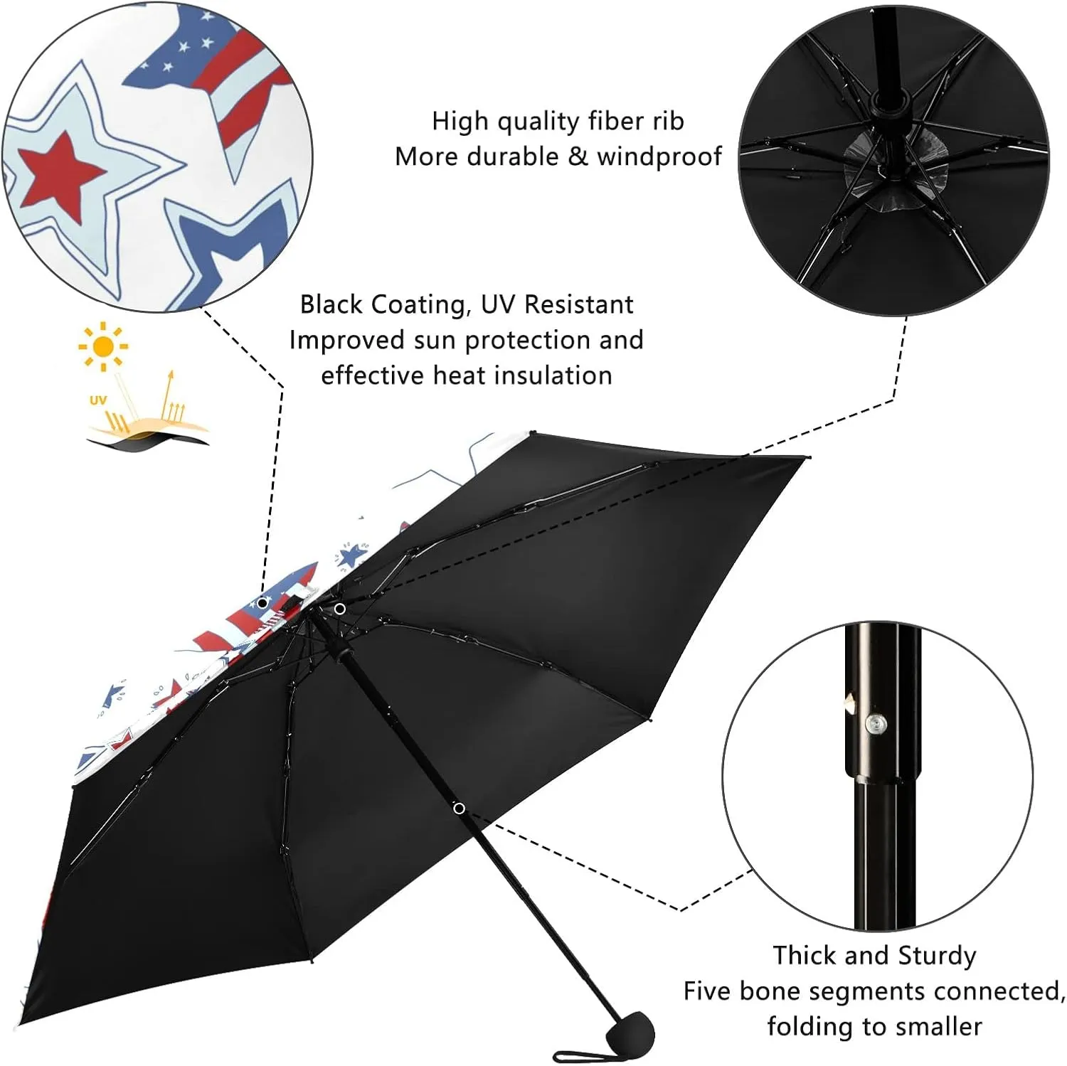 Oyihfvs Parasol Folding Umbrella, Reinforced Windproof Waterproof, Portable Compact Anti-UV Sun Rain Protection for Travel Outdoor