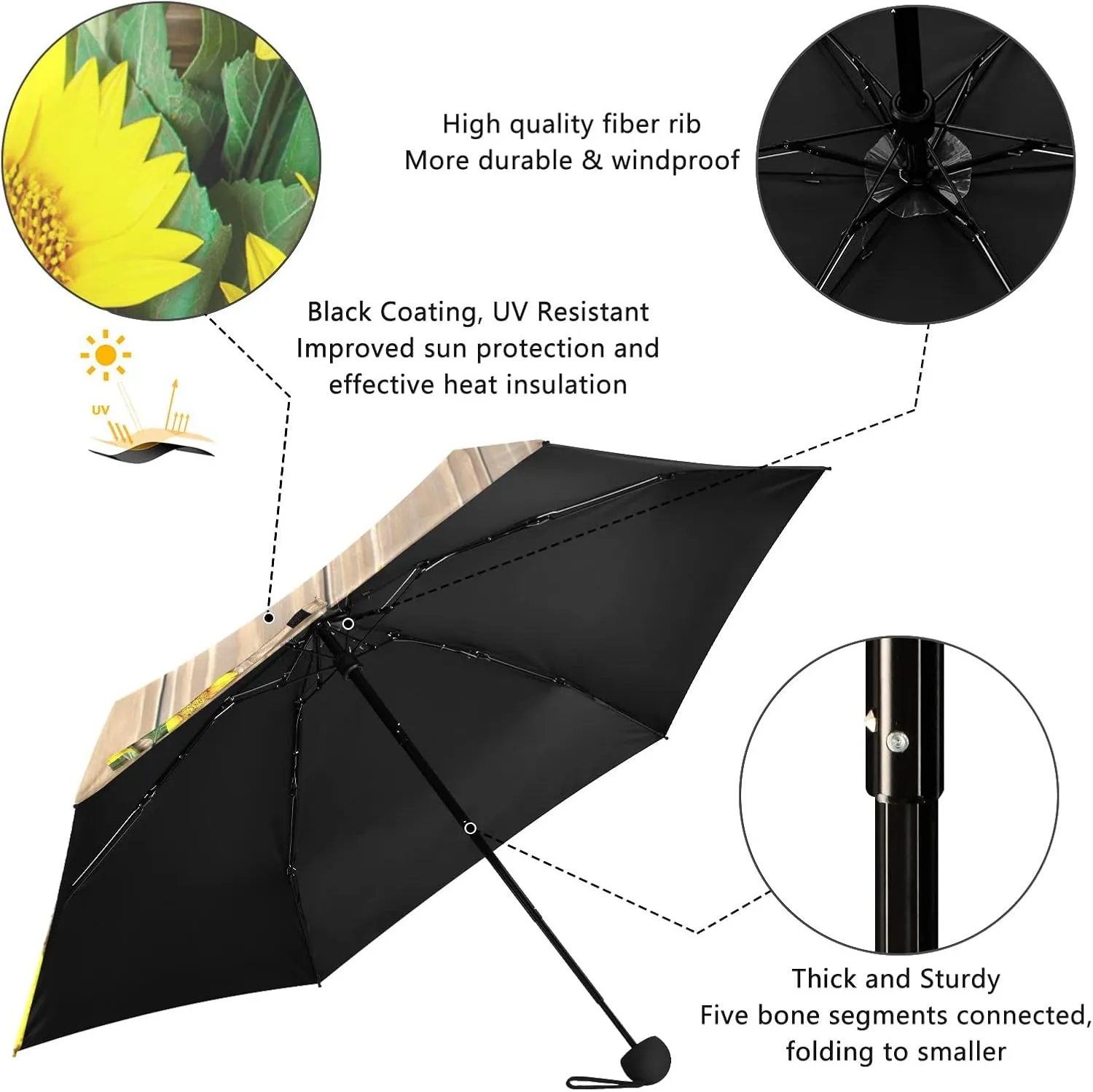 Oyihfvs Parasol Folding Umbrella, Reinforced Windproof Waterproof, Portable Compact Anti-UV Sun Rain Protection for Travel Outdoor