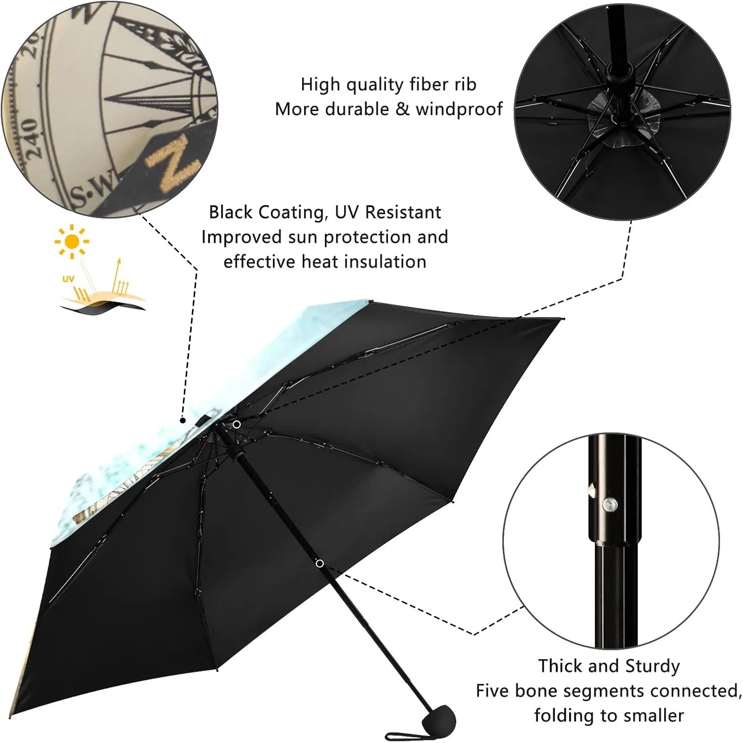 Oyihfvs Parasol Folding Umbrella, Reinforced Windproof Waterproof, Portable Compact Anti-UV Sun Rain Protection for Travel Outdoor