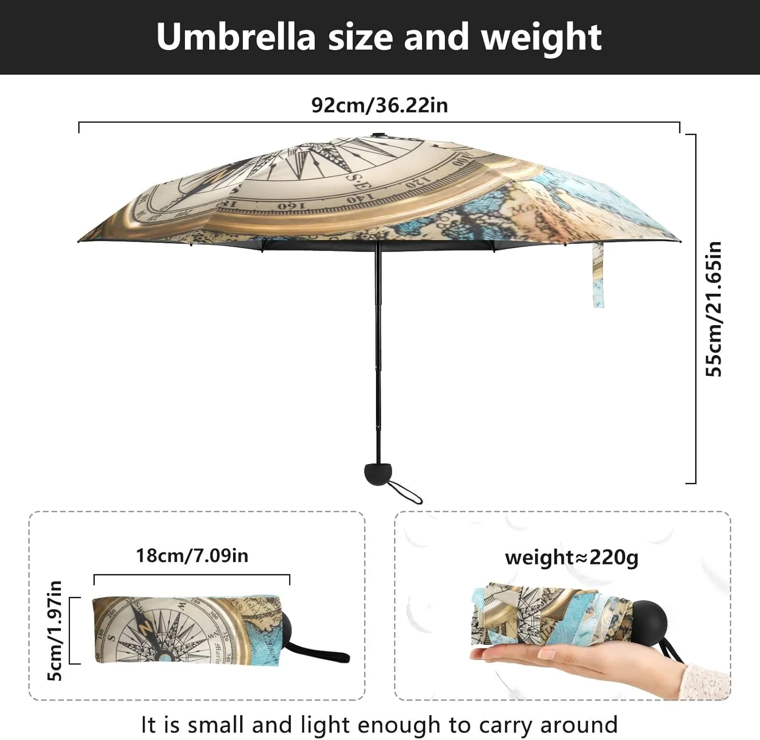 Oyihfvs Parasol Folding Umbrella, Reinforced Windproof Waterproof, Portable Compact Anti-UV Sun Rain Protection for Travel Outdoor