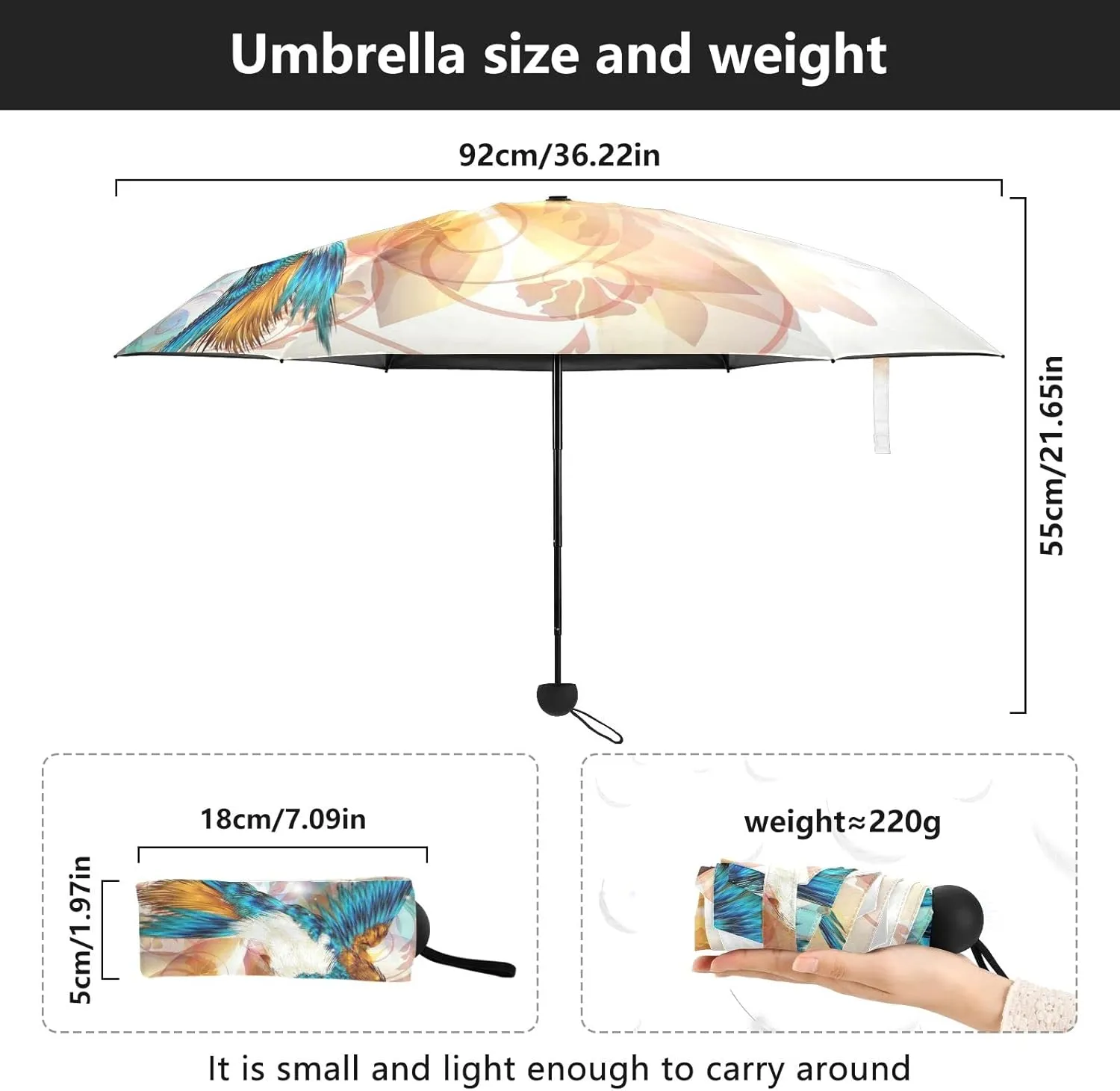 Oyihfvs Parasol Folding Umbrella, Reinforced Windproof Waterproof, Portable Compact Anti-UV Sun Rain Protection for Travel Outdoor