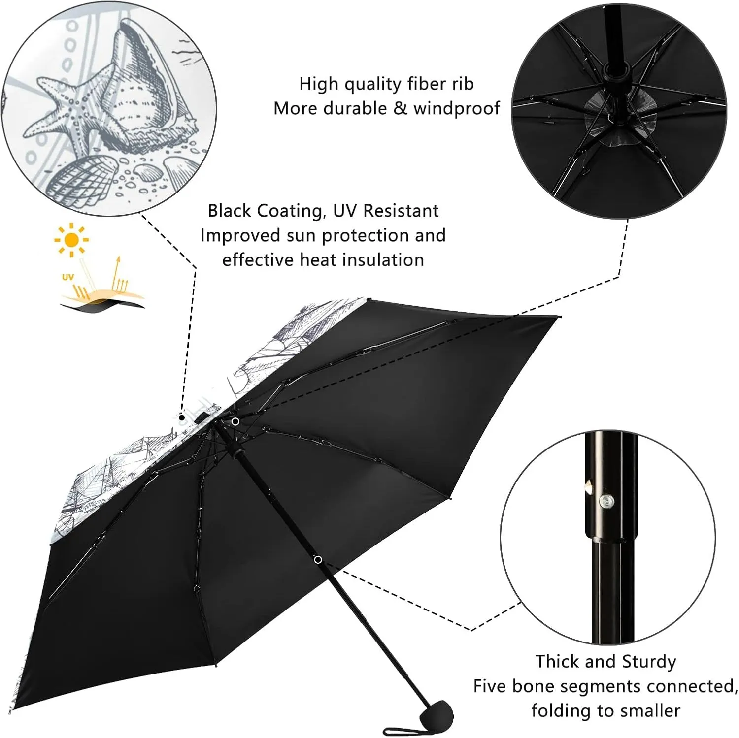 Oyihfvs Parasol Folding Umbrella, Reinforced Windproof Waterproof, Portable Compact Anti-UV Sun Rain Protection for Travel Outdoor