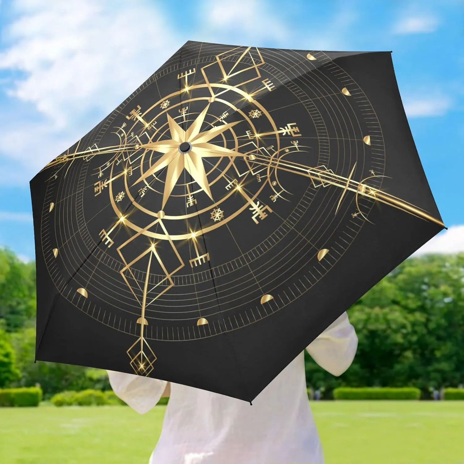 Oyihfvs Parasol Folding Umbrella, Reinforced Windproof Waterproof, Portable Compact Anti-UV Sun Rain Protection for Travel Outdoor