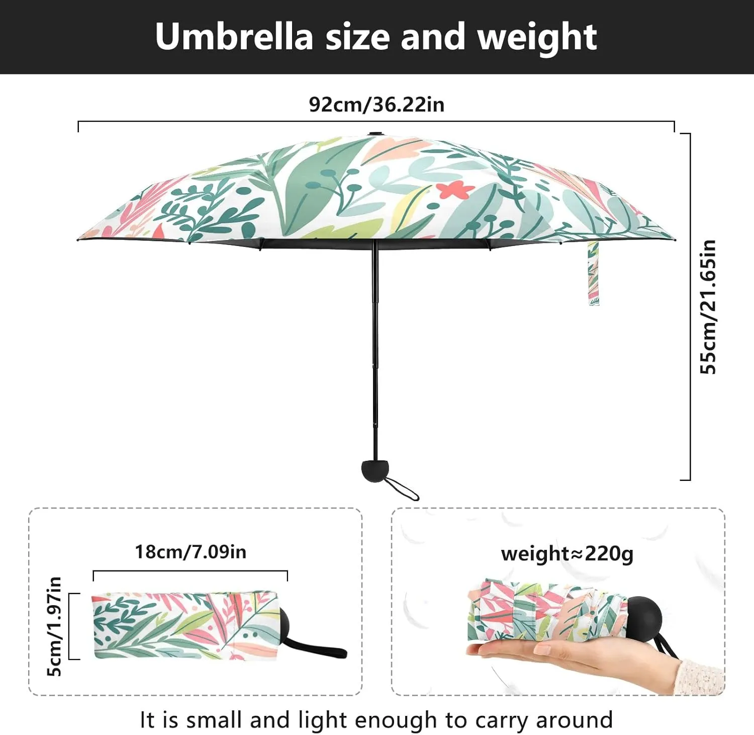 Oyihfvs Parasol Folding Umbrella, Reinforced Windproof Waterproof, Portable Compact Anti-UV Sun Rain Protection for Travel Outdoor