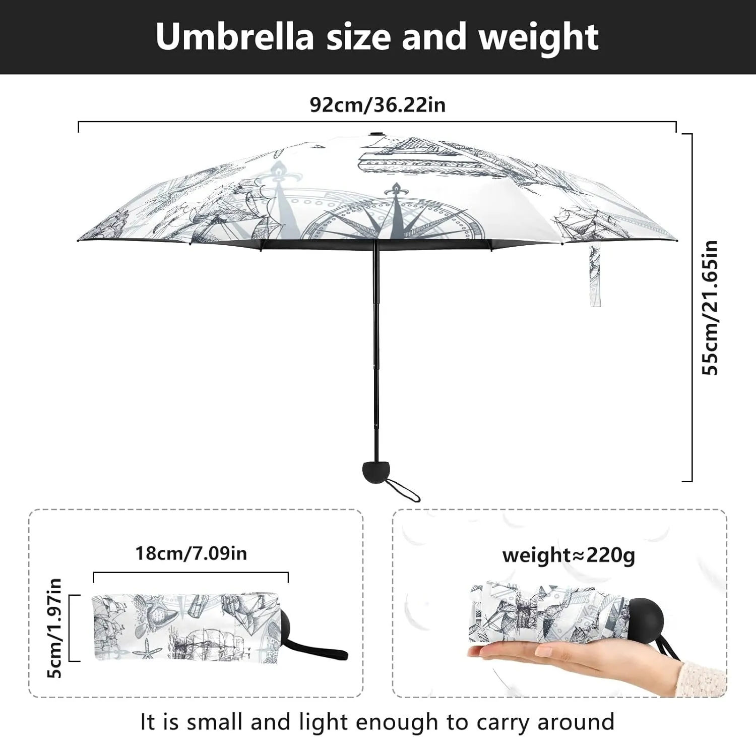 Oyihfvs Parasol Folding Umbrella, Reinforced Windproof Waterproof, Portable Compact Anti-UV Sun Rain Protection for Travel Outdoor