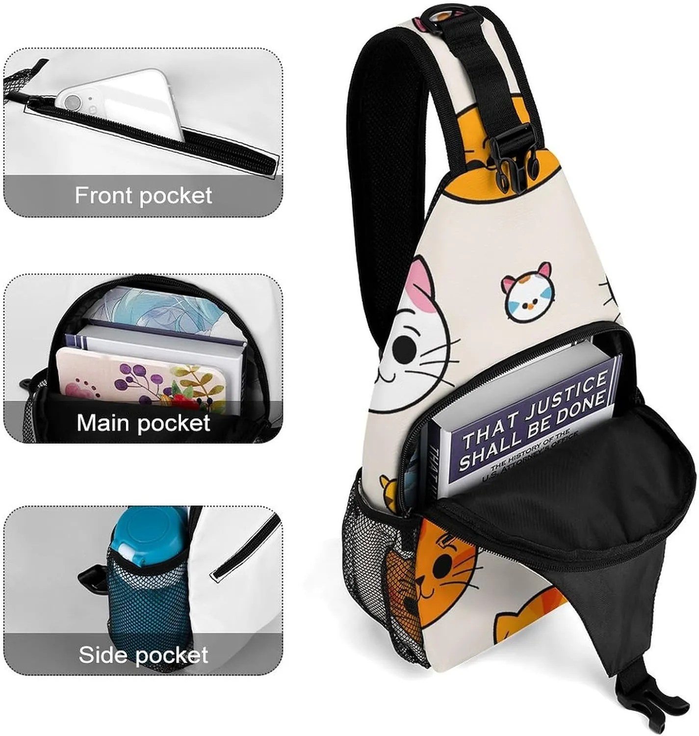 Paris Eiffel Tower Crossbody Bag, Sling Bag, Sling Backpack, Belt Bags for Travel Outdoors Hiking
