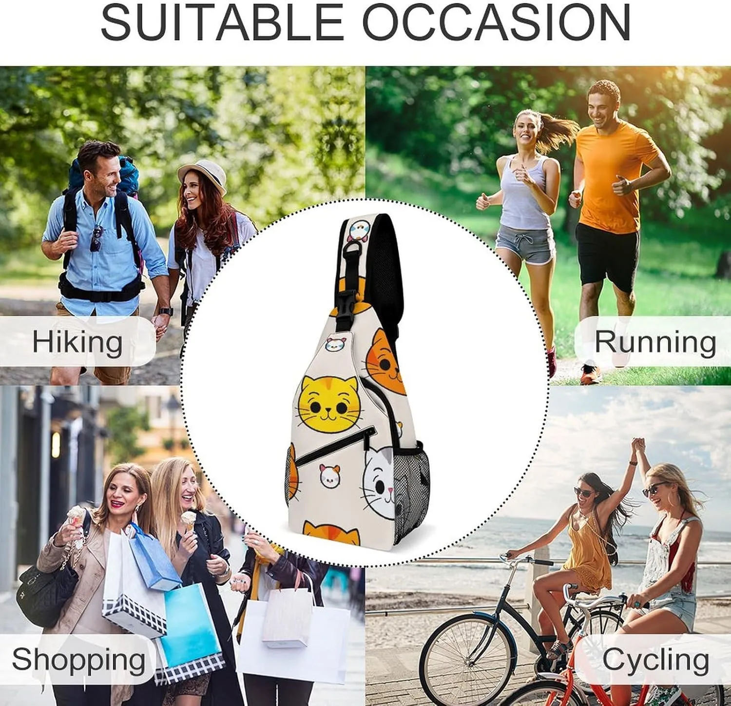 Paris Eiffel Tower Crossbody Bag, Sling Bag, Sling Backpack, Belt Bags for Travel Outdoors Hiking