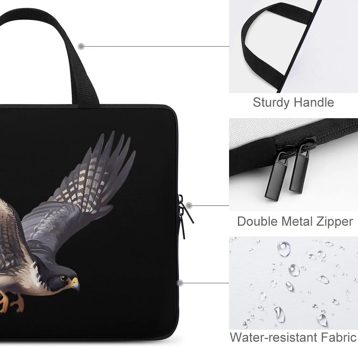 Peregrine Falcon Flying Laptop Sleeve Bag Printed Protective Laptop Case Briefcase Handbag for 10/12/13/15/17 Inch