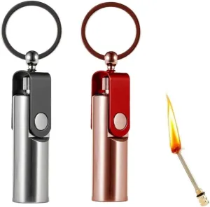 Permanent Match Waterproof Kerosene Lighter, Repeatable Flint Keychain Use, Outdoor Emergency Survival Camping Gift for Men(H)