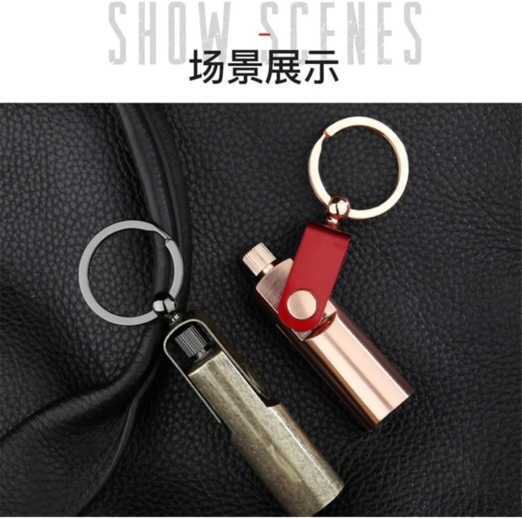 Permanent Match Waterproof Kerosene Lighter, Repeatable Flint Keychain Use, Outdoor Emergency Survival Camping Gift for Men(H)