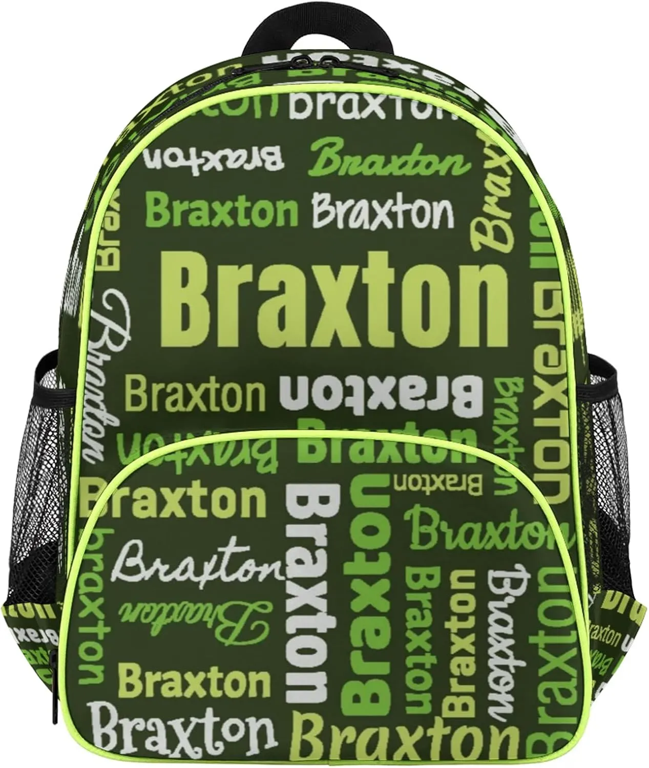Personalized Backpacks with Name Customized Shoulder Bag Gifts for Women Men Waterproof Travel Casual Backpack 14.2in, Black Green
