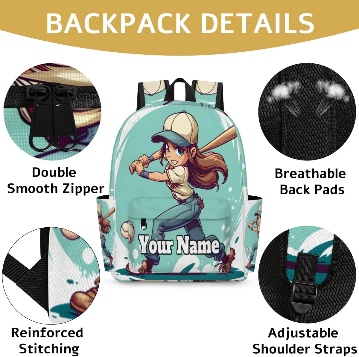 Personalized Baseball Ball Preschool Toddler Backpack for Boys Girls Custom Kids Name Small Bookbags Kindergarten Elementary Backpack, Baseball Player