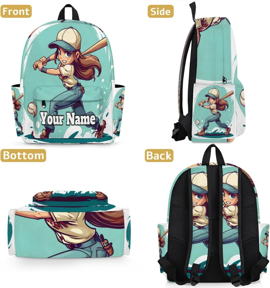 Personalized Baseball Ball Preschool Toddler Backpack for Boys Girls Custom Kids Name Small Bookbags Kindergarten Elementary Backpack, Baseball Player