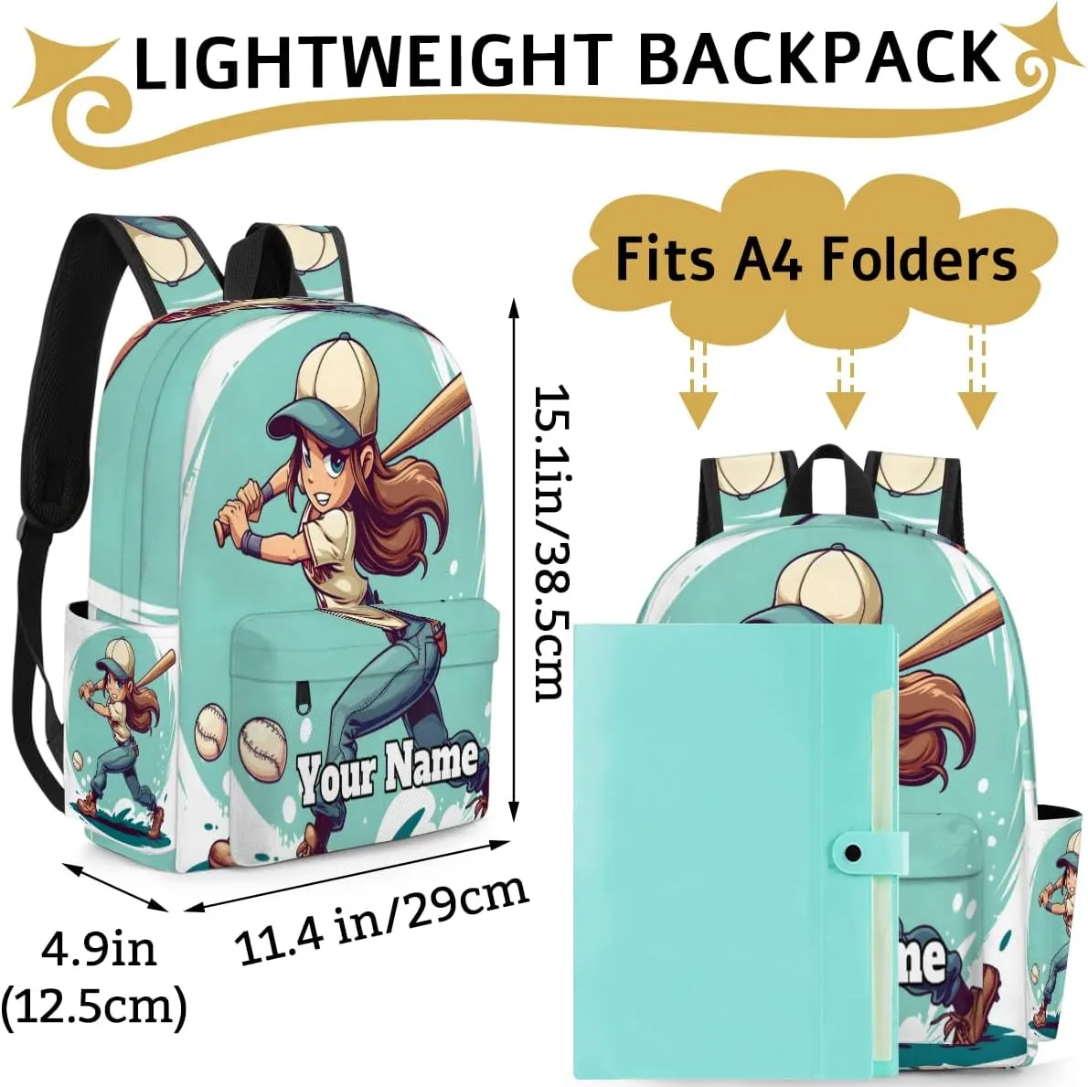 Personalized Baseball Ball Preschool Toddler Backpack for Boys Girls Custom Kids Name Small Bookbags Kindergarten Elementary Backpack, Baseball Player