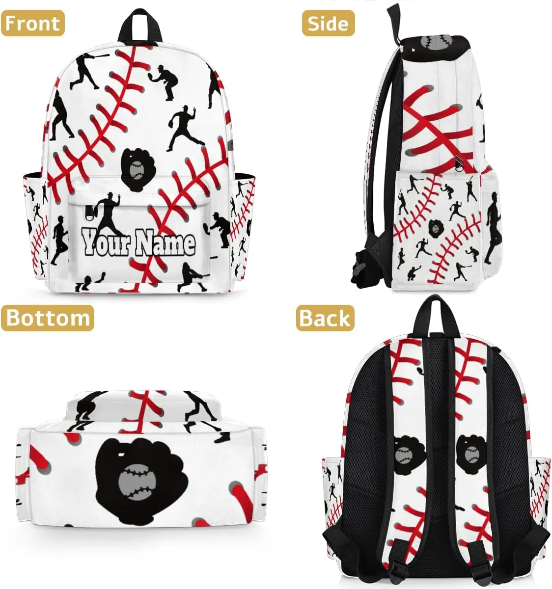 Personalized Baseball Themed Preschool Toddler Backpack for Boys Girls Custom Kids Name Small Bookbags Kindergarten Elementary Backpack, Sports