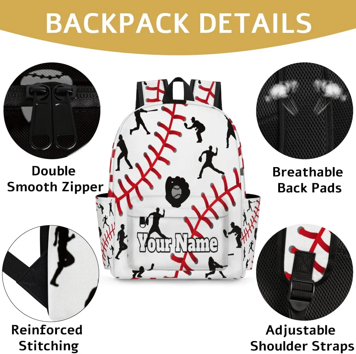 Personalized Baseball Themed Preschool Toddler Backpack for Boys Girls Custom Kids Name Small Bookbags Kindergarten Elementary Backpack, Sports
