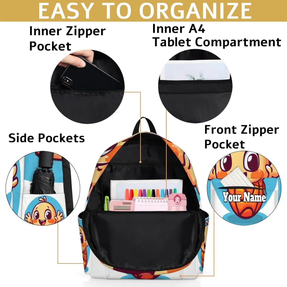 Personalized Basketball Preschool Toddler Backpack for Boys Girls Custom Kids Name Small Bookbags Kindergarten Elementary Backpack, Sports Ball Basketballs