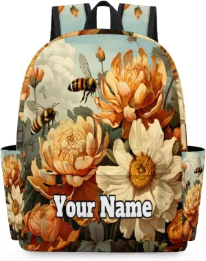 Personalized Bee Preschool Toddler Backpack for Boys Girls Custom Kids Name Small Bookbags Kindergarten Elementary Backpack, Summer Flower