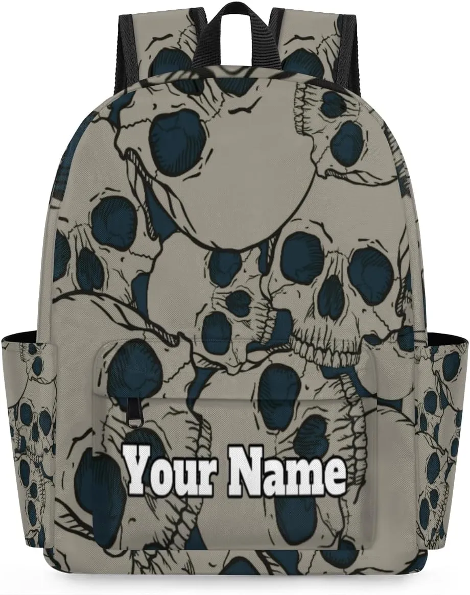 Personalized Black Skull Preschool Toddler Backpack for Boys Girls Custom Kids Name Small Bookbags Kindergarten Elementary Backpack, Skull Skeleton