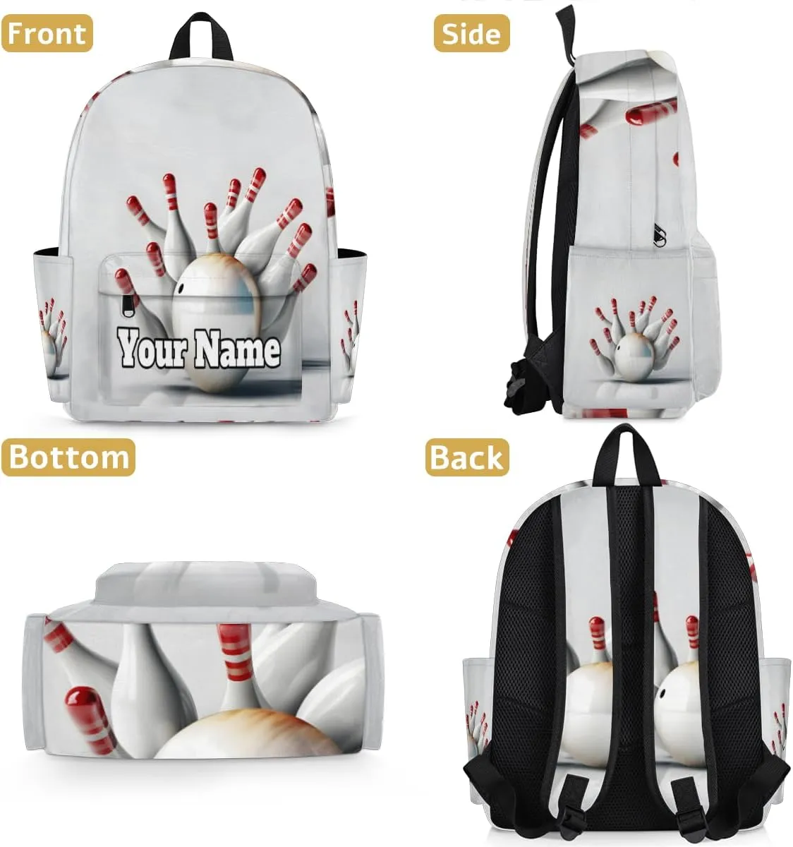 Personalized Bowling Ball Preschool Toddler Backpack for Boys Girls Custom Kids Name Small Bookbags Kindergarten Elementary Backpack, Bowling Sport
