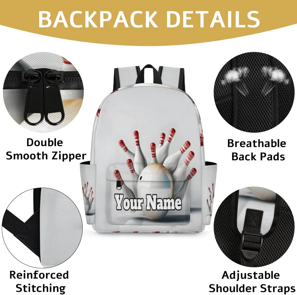Personalized Bowling Ball Preschool Toddler Backpack for Boys Girls Custom Kids Name Small Bookbags Kindergarten Elementary Backpack, Bowling Sport