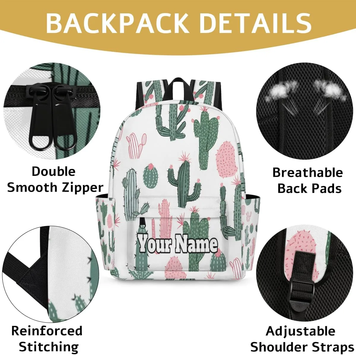 Personalized Cactus Preschool Toddler Backpack for Boys Girls Custom Kids Name Small Bookbags Kindergarten Elementary Backpack, Cute