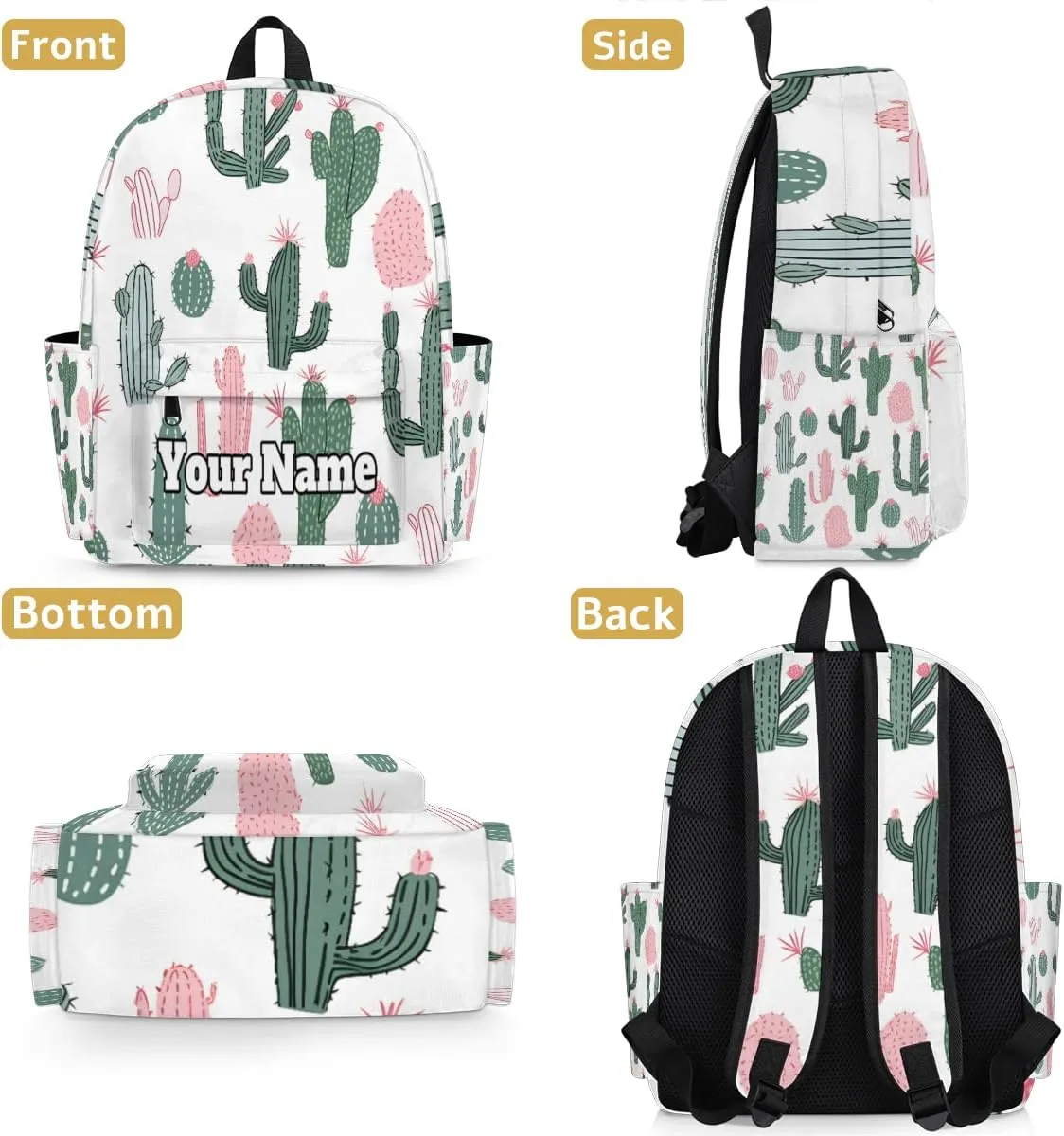 Personalized Cactus Preschool Toddler Backpack for Boys Girls Custom Kids Name Small Bookbags Kindergarten Elementary Backpack, Cute