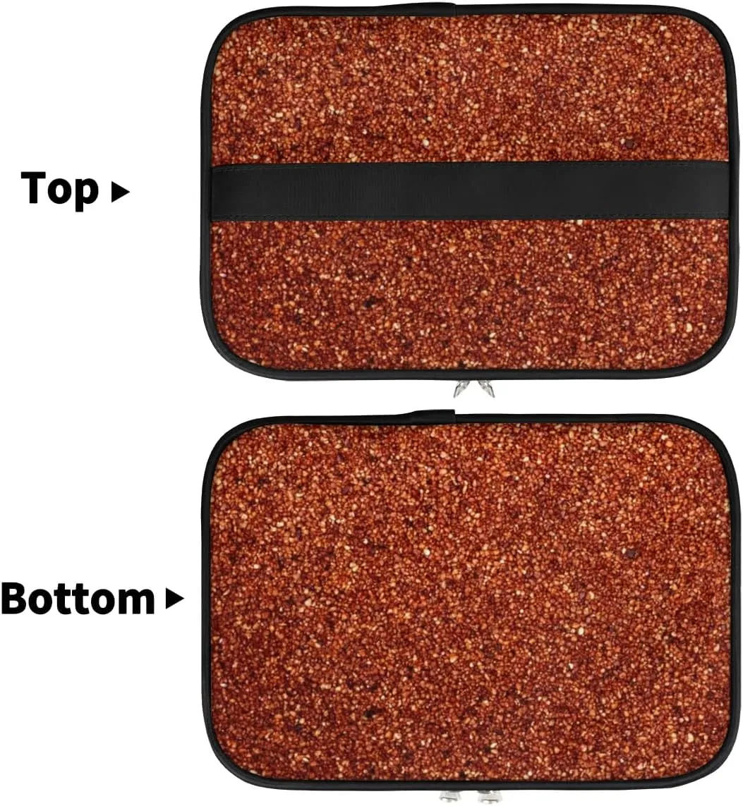 Personalized Cheer Travel Makeup Bag for Girls Women, Custom Cheerleader Cosmetic Make Up Zipper Pouch Bags, Personalized Gifts, Dark Orange Glitter Bag