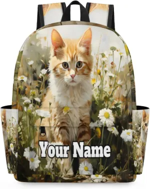 Personalized Cute Cat Preschool Toddler Backpack for Boys Girls Custom Kids Name Small Bookbags Kindergarten Elementary Backpack, Daisy Cat