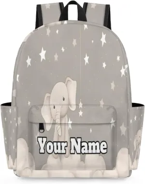 Personalized Cute Elephant Preschool Toddler Backpack for Boys Girls Custom Kids Name Small Bookbags Kindergarten Elementary Backpack, Animals