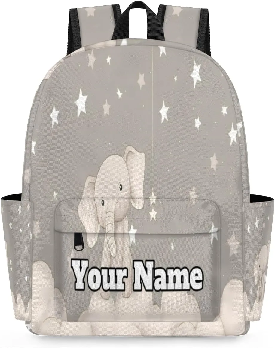 Personalized Cute Elephant Preschool Toddler Backpack for Boys Girls Custom Kids Name Small Bookbags Kindergarten Elementary Backpack, Animals