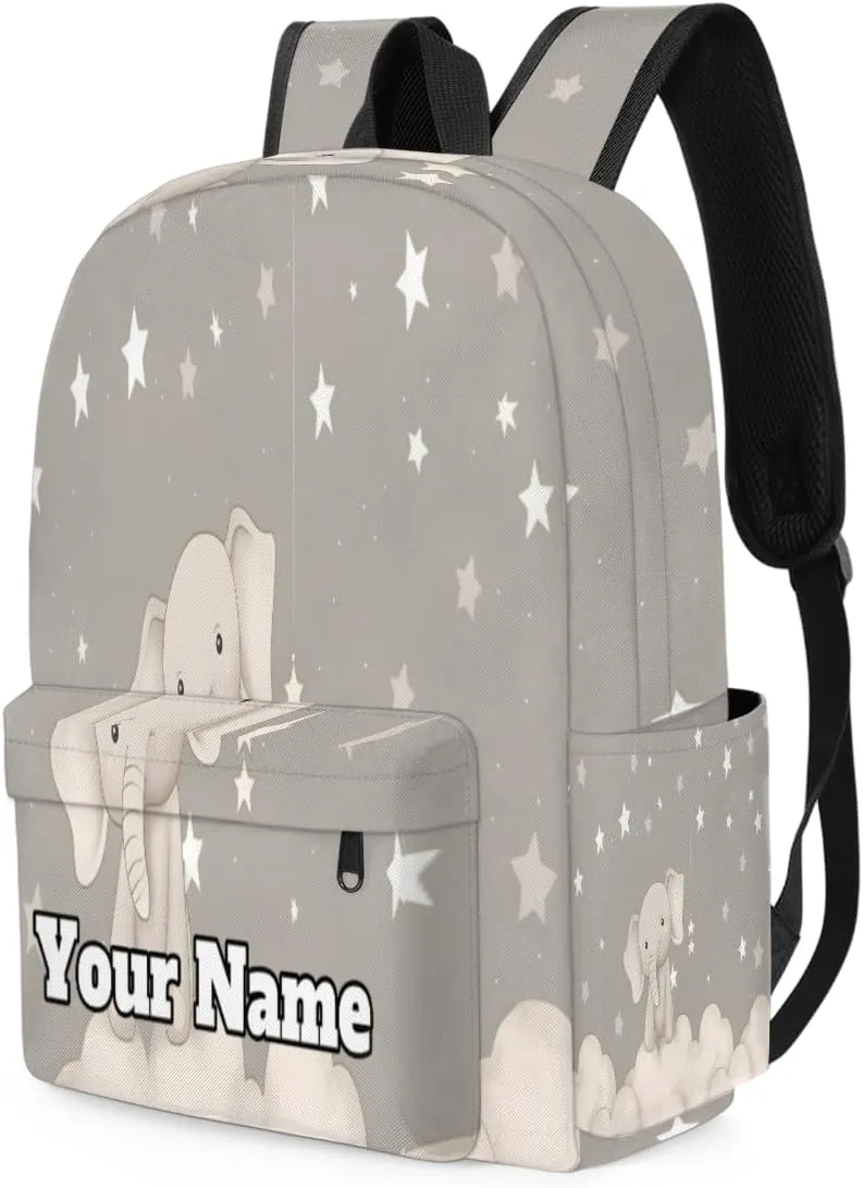 Personalized Cute Elephant Preschool Toddler Backpack for Boys Girls Custom Kids Name Small Bookbags Kindergarten Elementary Backpack, Animals