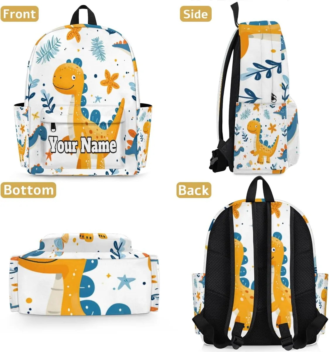 Personalized Dinosaur Preschool Toddler Backpack for Boys Girls Custom Kids Name Small Bookbags Kindergarten Elementary Backpack, Cute Dinosaur