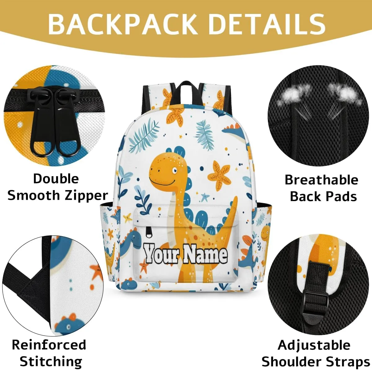 Personalized Dinosaur Preschool Toddler Backpack for Boys Girls Custom Kids Name Small Bookbags Kindergarten Elementary Backpack, Cute Dinosaur